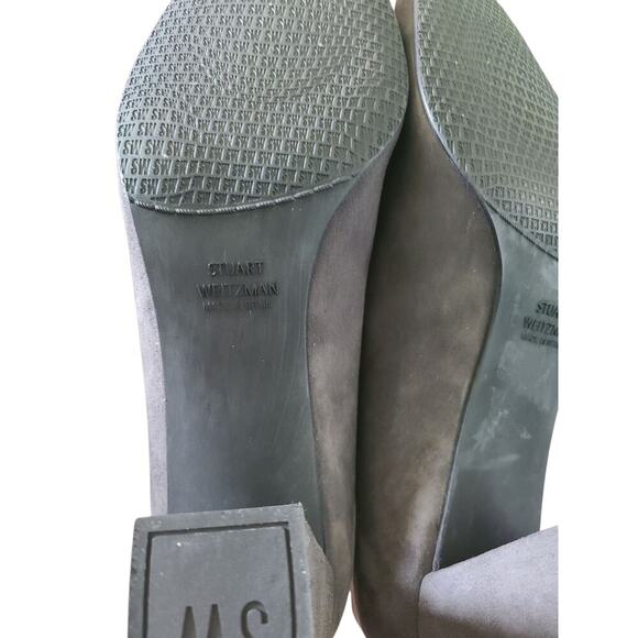 Stuart Weitzman Mary Gray Suede Block Heels Pumps Shoes Women's Size 9.5 M - Picture 7 of 7